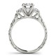 Three Stone Engagement Ring, 0.24 Ctw. Diamond Side Stones