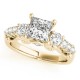 Three Stone Engagement Ring, 0.72 Ctw. Diamond Side Stones