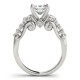 Three Stone Engagement Ring, 0.72 Ctw. Diamond Side Stones