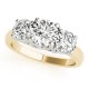 Three Stone Engagement Ring, 0.5 Ctw. Diamond Side Stones