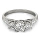 Three Stone Engagement Ring, 0.71 Ctw. Diamond Side Stones