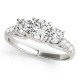 Three Stone Engagement Ring, 0.71 Ctw. Diamond Side Stones