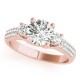Three Stone Engagement Ring, 0.38 Ctw. Diamond Side Stones