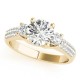 Three Stone Engagement Ring, 0.38 Ctw. Diamond Side Stones