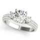 Three Stone Engagement Ring, 0.38 Ctw. Diamond Side Stones