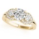 Three Stone Engagement Ring, 0.365 Ctw. Diamond Side Stones