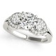 Three Stone Engagement Ring, 0.365 Ctw. Diamond Side Stones